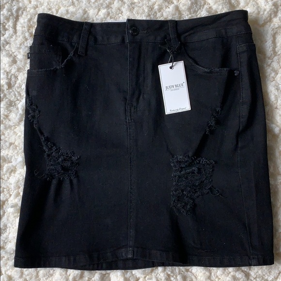 Judy Blue Dresses & Skirts - Judy blue black denim distressed skirt SALE